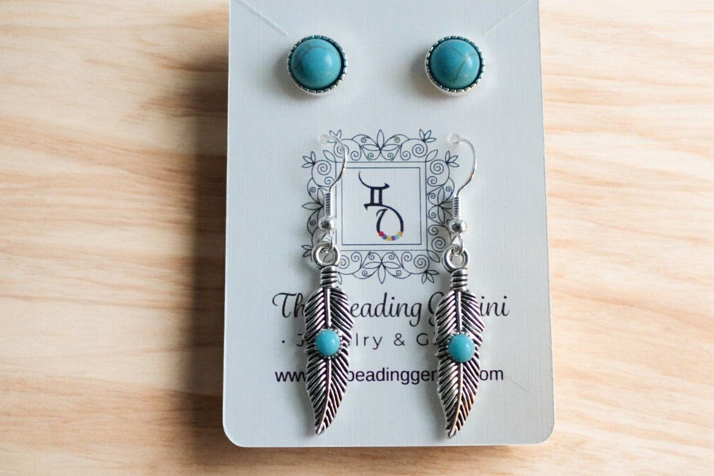 Feather and Stud Earring