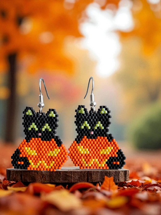 Kitty and Pumpkins Earrings