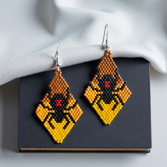 Black Widow Beaded Earrings