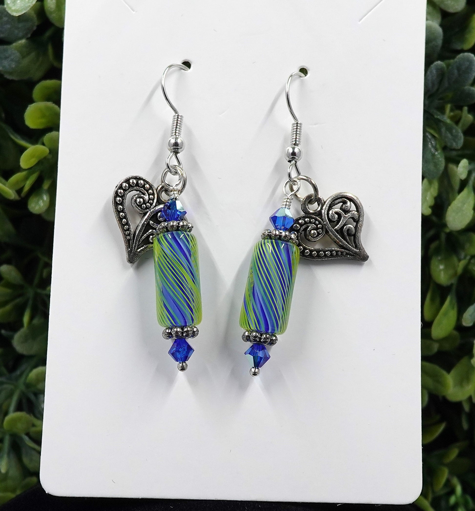 Blue and Green Furnace Glass Earrings
