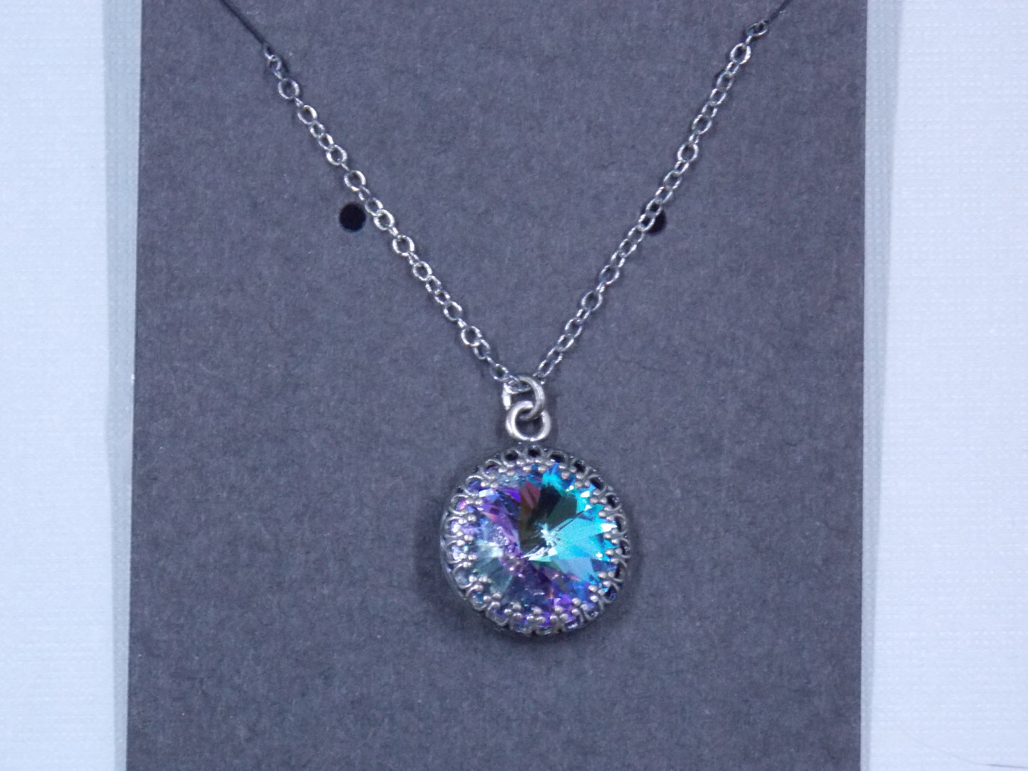 Blue Crystal Cabochon Necklace