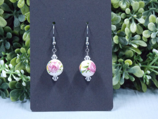 Rosebud Bead Bangle Earrings