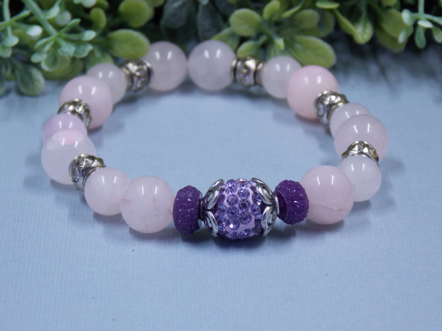 Rose Quartz Beads with Spangle Center
