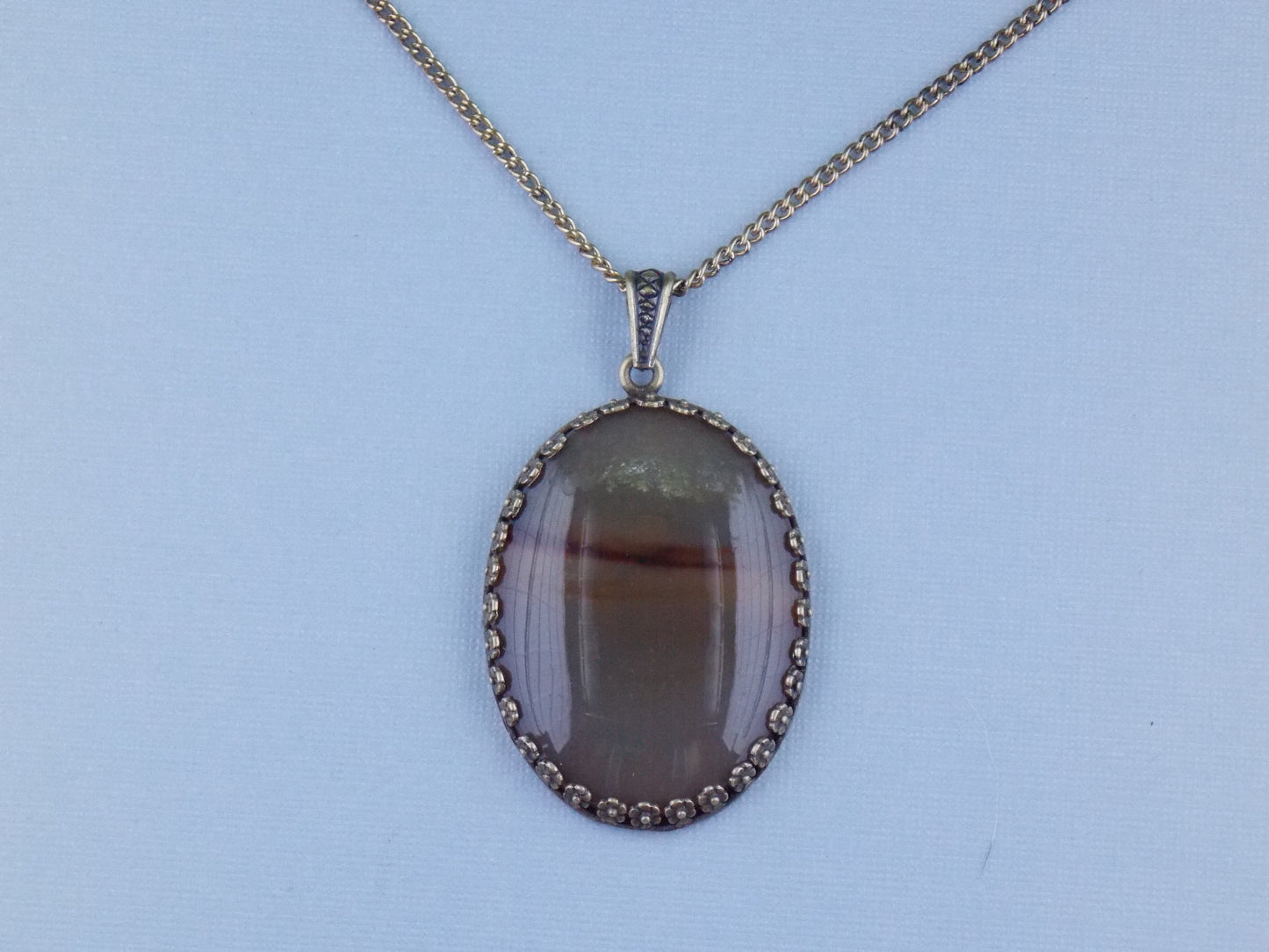 Large Natural Agate Cabochon Necklace