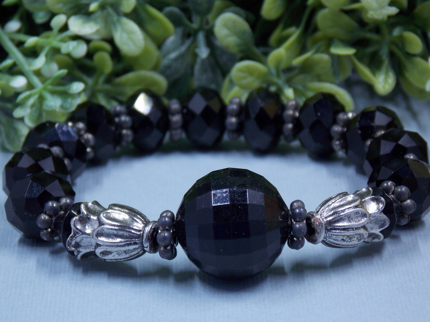 Black Center Stone with Glass Beads