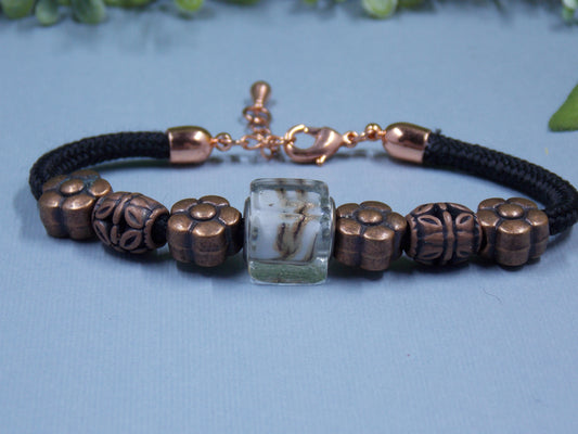 Bronze Beads on Black Cord